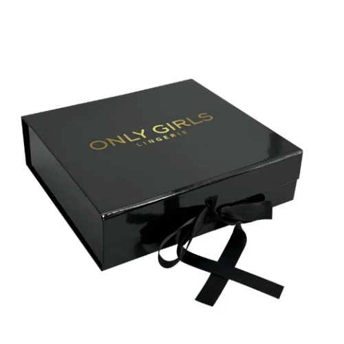 Custom black gift boxes magnetic closure for shoes