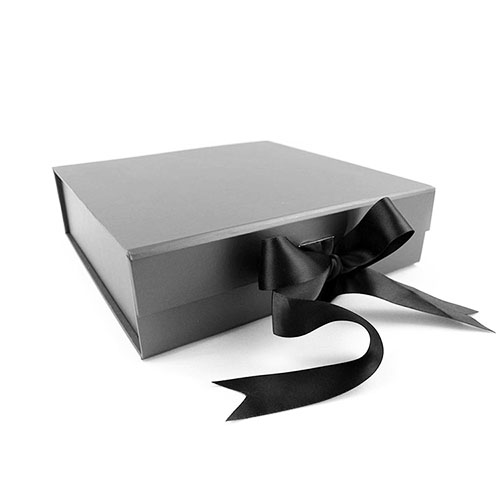 Custom branded design folding gift box with ribbon